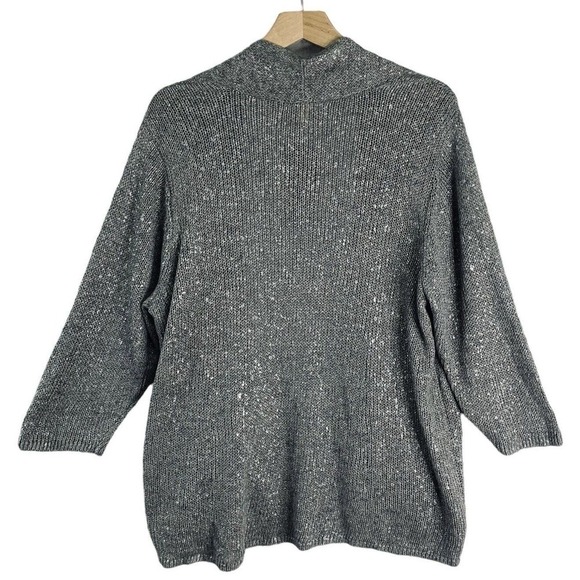 Eileen Fisher Moon Angle Cardigan Womens Size 1X Silver Linen Blend NWT $318 - Picture 12 of 13